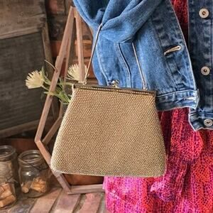 Beautiful Vintage Lumured Petite Bead Evening Bag From the 1960's